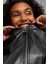 Women’s T7 Faux Leather Bomber Jacket Black Kadın Rahat Kesim Suni Deri Bomber Ceket Siyah 5