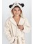 Pamuklu Kapüşonlu Panda Nakışlı Çocuk Bornozu Unisex 2