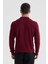 Bordo Slim Fit Pamuklu Desenli Fermuarlı Polo Yaka Triko Kazak 4