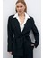 Simli Çizgili Kuşaklı Ceket - Siyah Çizgili 4