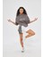 Faith Yazılı Taş Baskılı Kapüşonlu Içi Polar Oversize Füme Sweatshirt 2