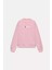 Vogue Yazı Baskılı Bisiklet Yaka Içi Polar Oversize Kesim Pembe Sweatshirt 1