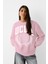 Ucla Yazı Baskılı Bisiklet Yaka Içi Polar Oversize Kesim Pembe Sweatshirt 4