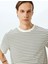Bisiklet Yaka Kısa Kollu Pamuk Karışımlı Çizgili Oversize T-Shirt 1