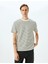 Bisiklet Yaka Kısa Kollu Pamuk Karışımlı Çizgili Oversize T-Shirt 2