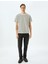 Bisiklet Yaka Kısa Kollu Pamuk Karışımlı Çizgili Oversize T-Shirt 3