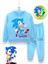 Sonic Desenli Mavi Renkli Uzun Kollu Bisiklet Yaka Şardonlu Kışlık Erkek Çocuk Sweatshirt Eşofman Takımı 3