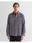 Erkek Gri Oversize Fit Gömlek Yaka Ekose Gömlek 3824317T.95 1