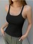 Racerback Yüzücü Sırtlı Pamuk Elastan U Yaka Askılı Fitilli Siyah Renk Crop Top Bluz 1
