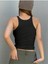 Racerback Yüzücü Sırtlı Pamuk Elastan U Yaka Askılı Fitilli Siyah Renk Crop Top Bluz 2