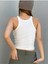 Racerback Yüzücü Sırtlı Pamuk Elastan U Yaka Askılı Beyaz Renk Fitilli Crop Top Bluz 1