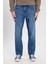 Slim Fit Dar Kesim Normal Bel Dar Paça Texas Mavi Esnek Jean Denim Pantolon 3