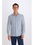 Slim Fit Dar Kesim Polo Yaka Çizgili Uzun Kollu Gömlek D4563AX24AU 3