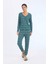 Fall in Love Pijama Takımı Waffle Kumaş Uzun Kollu Üst Esnek Belli Uzun Alt D2284AX24WN 2