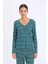 Fall in Love Pijama Takımı Waffle Kumaş Uzun Kollu Üst Esnek Belli Uzun Alt D2284AX24WN 3