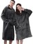 Wellsoft Kapşonlu Giyilebilir Tv Battaniyesi Unisex Over Size - Antrasit 1