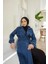 6458-BATTAL Allerli Denim Trençkot Koyu Mavi 4