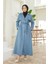 6458-BATTAL Allerli Denim Trençkot Mavi 1