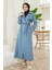 6458-BATTAL Allerli Denim Trençkot Mavi 2