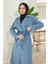 6458-BATTAL Allerli Denim Trençkot Mavi 4