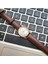 Retro Kadın Kol Saati, Roma Rakamlı Kadran, Vintage, Minimal, Rose Gold, Kahverengi Kordon 4