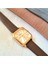Retro Kadın Kol Saati, Vintage Tasarım, Minimal Tasarım, Gold Rengi, Koyu Kahve Kayış 3