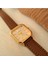 Retro Kadın Kol Saati Vintage Tasarım Gold Rengi Açık Kahverengi Camel 3