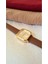 Retro Kadın Kol Saati Vintage Tasarım Gold Rengi Açık Kahverengi Camel 5