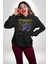 Roket Ata Binen Astronot Erkek Kadın Siyah Dijital Baskılı Kapüşonlu Sweatshirt Hoodie 1
