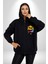 Smile Mood Xox Gülümseme Ruhu Erkek Kadın Siyah Fermuarlı Baskılı Hırka Sweatshirt 4