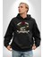 Gözlüklü Kedi Çift Tasarım Erkek Kadın Siyah Dijital Baskılı Kapüşonlu Sweatshirt Hoodie 3