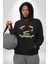 Gözlüklü Kedi Çift Tasarım Erkek Kadın Siyah Dijital Baskılı Kapüşonlu Sweatshirt Hoodie 5