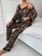 Leopar Desenli 3'lü Kadın Gecelik - Sabahlık Takım VG056 2