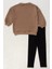 Parlak Yıldız Desenli Sweat Fitilli Kaşkorse Taytlı 2'li Alt Üst Kız Çocuk Takım 9608 3