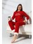 Hello Beautiful Nakış Detaylı Raporlu Polar Kadın Pijama Takımı VG078 1