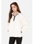 Regular Fit Fermuarlı Kadın Ekru Sweatshirt 1