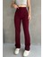NO979 Kadın Bordo Yüksek Bel Toparlayıcı Ispanyol Paça Palazzo Pantolon 1