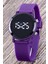 Mor Renk Silikon Kordonlu Şık Tasarım Dijital LED Kadın Genç Kız Kol Saati ST-304314 1