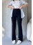 NO979 Kadın Lacivert Yüksek Bel Toparlayıcı Ispanyol Paça Palazzo Pantolon 1