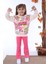 Love Sweat Desenli Fuşya Fitilli Taytlı 2 Ip Pamuk Kız Çocuk Takımı 3-10 Yaş 7223-F 1