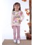 Love Sweat Desenli Gül Kurusu Fitilli Taytlı 2 Ip Pamuk Kız Çocuk Takımı 3-10 Yaş 7223-GK 1