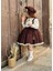 Balkabağı Kahve Retro Vintage Kız Bebek Elbisesi Özel Dikim Kız Çocuk Elbisesi Doğum Günü Elbisesi 2