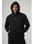 Iselt Siyah Baskılı Oversize Hoodie 1