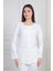 Mecit 6105 Ekru Kadın Büyük Beden Boydan Düğmeli Pijama Takımı 4