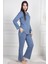 Mecit 6104 İndigo Kadın Büyük Beden Pijama Takımı 1
