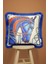Saks Püsküllü, Blue Horse Theme Desen 43 x 43 cm Kare Kırlent Kılıfı 1