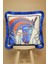 Saks Püsküllü, Blue Horse Theme Desen 43 x 43 cm Kare Kırlent Kılıfı 2