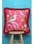 Kırmızı Püsküllü, Pink Bird Theme Desen 43 x 43 cm Kare Kırlent Kılıfı 1