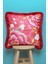 Kırmızı Püsküllü, Pink Bird Theme Desen 43 x 43 cm Kare Kırlent Kılıfı 2