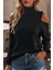 Kadın Uzun Kollu Balıkçı Yaka Omuz Pencere Detay Viskon Bluz 1